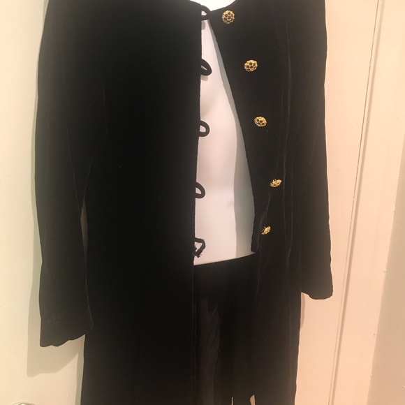The Silk Farm black velvet tuxedo coat/ jacket/ duster - Picture 7 of 12